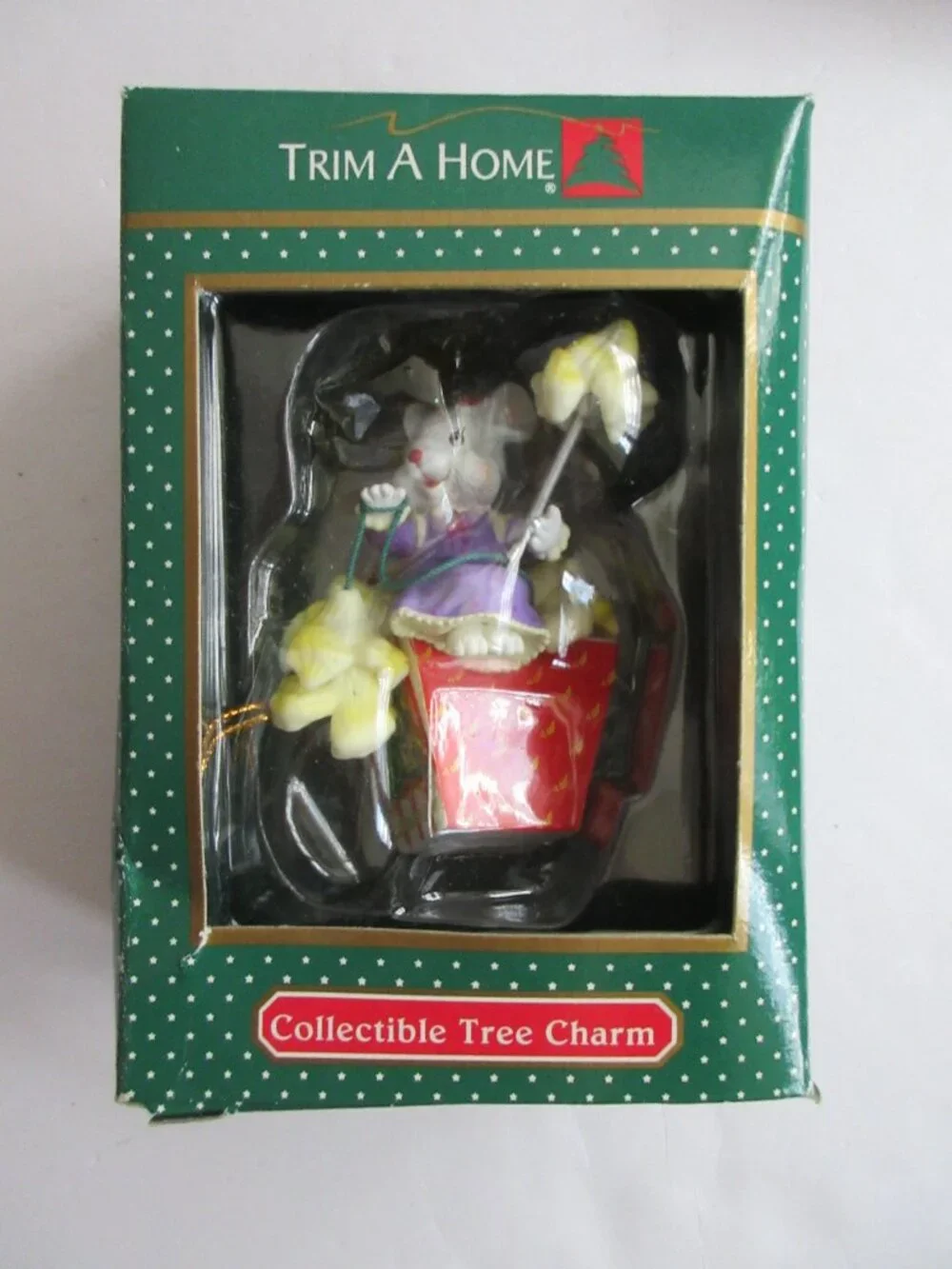 Trim A Home Christmas Tree Ornament Mouse Stringing Santa's Popcorn Kmart 1996